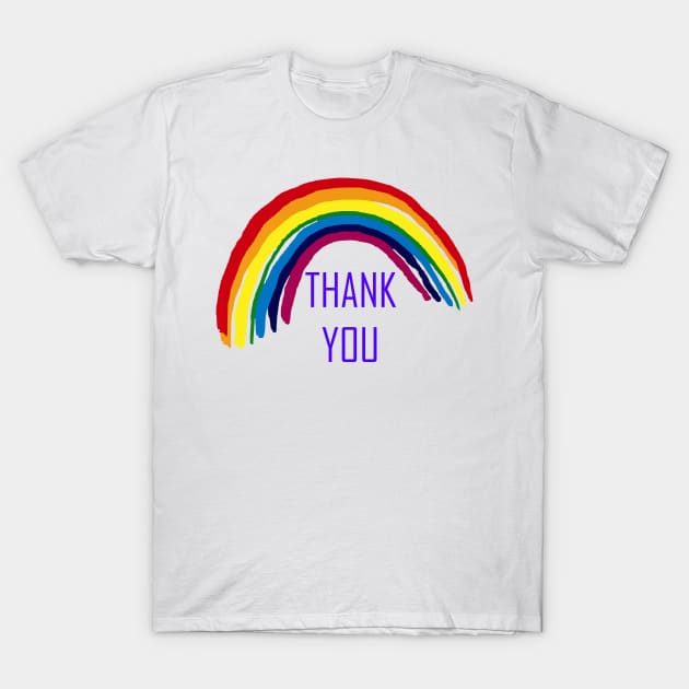 Rainbow , Thank You Rainbow Support NHS and Keyworkers Gifts for Nurses and Doctors T-Shirt by Maya Designs CC